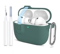ATUAT for AirPods Pro 3 Case with Magnetic Lid Lock, Protective Soft Silicone Cover with Keychain Cleaner Kit for Women Men for Apple AirPods Pro 3rd Generation(2025), Front LED Visible, Pine Green