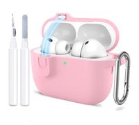 ATUAT for AirPods Pro 3 Case with Magnetic Lid Lock, Protective Soft Silicone Cover with Keychain Cleaner Kit for Women Men for Apple AirPods Pro 3rd Generation(2025), Front LED Visible, Pink