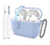 ATUAT for AirPods Pro 3 Case with Magnetic Lid Lock, Protective Soft Silicone Cover with Keychain Cleaner Kit for Women Men for Apple AirPods Pro 3rd Generation(2025), Front LED Visible, Light Blue