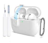 ATUAT for AirPods Pro 3 Case with Magnetic Lid Lock, Protective Soft Silicone Cover with Keychain Cleaner Kit for Women Men for Apple AirPods Pro 3rd Generation(2025), Front LED Visible, White