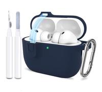 ATUAT for AirPods Pro 3 Case with Magnetic Lid Lock, Protective Soft Silicone Cover with Keychain Cleaner Kit for Women Men for Apple AirPods Pro 3rd Generation(2025), Front LED Visible, Midnight Blue