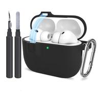 ATUAT for AirPods Pro 3 Case with Magnetic Lid Lock, Protective Soft Silicone Cover with Keychain Cleaner Kit for Women Men for Apple AirPods Pro 3rd Generation(2025), Front LED Visible, Black