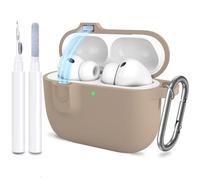 ATUAT for AirPods Pro 3 Case with Magnetic Lid Lock, Protective Soft Silicone Cover with Keychain Cleaner Kit for Women Men for Apple AirPods Pro 3rd Generation(2025), Front LED Visible, Milk Tea