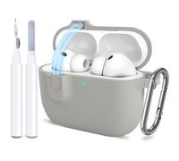 ATUAT for AirPods Pro 3 Case with Magnetic Lid Lock, Protective Soft Silicone Cover with Keychain Cleaner Kit for Women Men for Apple AirPods Pro 3rd Generation(2025), Front LED Visible, Grey