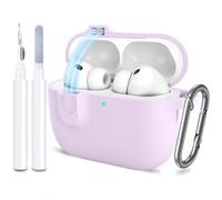 ATUAT for AirPods Pro 3 Case with Magnetic Lid Lock, Protective Soft Silicone Cover with Keychain Cleaner Kit for Women Men for Apple AirPods Pro 3rd Gen(2025), Front LED Visible, Light Lavender