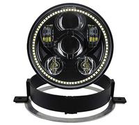 Atubeix VTX 5.75 led Halo DRL Projector Driving Headlamp With Round Ring Bracket Hardware Kit Fit for 2002-2008 VTX 1800 VTX 1300(Black)
