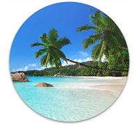 Atufsuat Mouse Pad, Premium-Textured Small Round Mousepad 7.9 x 7.9 Inch, Cute Mouse pad for Wireless Mouse, Waterproof Non-Slip Rubber Base Mouse Mat for Laptop PC Office Women Kids, Coconut Trees