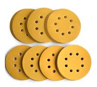 ATUIO 5-Inch 8-Hole Hook and Loop Sanding Discs, 60/80/120/150/220/320/400 Assorted Grits Gold Sanding Disc for Random Orbital Sander, 105-Pack
