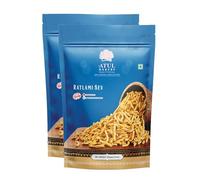 Atul Bakery Namkeens Savory Snacks (400 Gram) - Easy to Carry Anywhere - Crispy, Crunchy & Spicy - Made With Authentic Taste - Enjoy At Tea Time (Pack of 2, Atul Bakery Ratlami Sev)