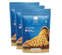 Atul Bakery Namkeens Savory Snacks (400 Gram) - Easy to Carry Anywhere - Crispy, Crunchy & Spicy - Made With Authentic Taste - Enjoy At Tea Time (Pack of 3, Atul Bakery Ratlami Sev)