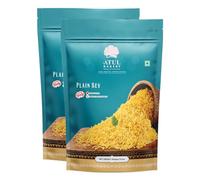 Atul Bakery Namkeens Savory Snacks (400 Gram) - Easy to Carry Anywhere - Crispy, Crunchy & Spicy - Made With Authentic Taste - Enjoy At Tea Time (Pack of 2, Atul Bakery Plain Sev)