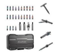 ATuMan 24 In 1 Ratcheting Screwdriver Set, Mini Ratchet Wrench with Reversible High Torque Drive Handle, Close Quarter Right Angle Offset Screwdriver Bit Set