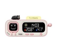 ATuMan Mooda Smart Thermometer Hygrometer Clock with Retro Pixel Display, Cute Animated Expressions, Temperature Humidity Monitor, Drink & Exercise Reminders, Mechanical Joystick, Desk Gadget (Pink)