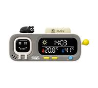 ATuMan Mooda Smart Thermometer Hygrometer Clock with Retro Pixel Display, Cute Animated Expressions, Temperature Humidity Monitor, Drink & Exercise Reminders, Mechanical Joystick, Desk Gadget (Gray)