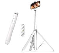 ATUMTEK 1.3m Selfie Stick Tripod, All in One Extendable Phone Tripod Stand with Bluetooth Remote 360° Rotation for iPhone and Android Phone Selfies, Video Recording, Vlogging, Live Streaming White