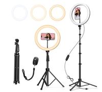 ATUMTEK 12 Inch Ring Light with Tripod Large, Adjustable Ring Light with 3 Lighting Modes and 10 Levels, Photo Light with Remote Control for Tiktok/Youtube/Live Stream (160 cm)