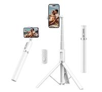 ATUMTEK 55" Selfie Stick Tripod, All-in-one Extendable Aluminum Phone Tripod with Rechargeable Bluetooth Remote for iPhone, Samsung, Google, LG, Sony and More, Fitting 4.7-7 inch Smartphones, White
