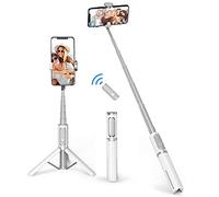 ATUMTEK Selfie Stick Tripod, 3-in-1 Extendable Aluminum Phone Tripod with Detachable Bluetooth Remote, Compatible with iPhone 17/16/15/14/13/12/11/11 Pro/XS Max/XR and Samsung Smartphones, White