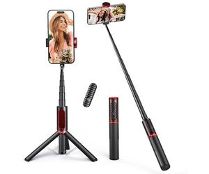 ATUMTEK Selfie Stick Tripod, Extendable 3 in 1 Aluminum Bluetooth Selfie Stick with Wireless Remote 360° Rotation for iPhone 12/11/11 Pro/XS Max/XS/XR/X/8/7, Samsung, Google, LG Smartphone, Red-Black