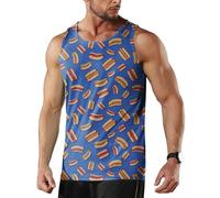 Aturmio Men's Quick Dry Workout Graphic Tank Top Gym Muscle Tee Fitness Bodybuilding Sleeveless T Shirt, Hotdog, XL