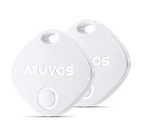 ATUVOS Air Tag Tracker Item Finder-2 Pack, Compatible with Apple Find My (iOS Only), Replaceable Battery, IP67 Waterproof, for Keys, Luggages, Suitcases, Wallets, Bags White