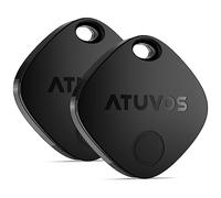 ATUVOS Air Tag Tracker Item Finder-2 Pack, Compatible with Apple Find My (iOS Only), Replaceable Battery, IP67 Waterproof, for Keys, Luggages, Suitcases, Wallets, Bags (2Pack-Black)