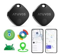 ATUVOS Dual System Air Tracker Tag PRO 2 Pack, Smart Key Finder Works with Android Google Find Hub or iOS Apple Find My APP, Bluetooth Item Locator for Luggage, Suitcase, Bags