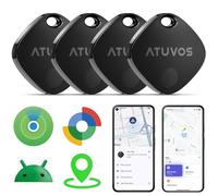 ATUVOS Dual System Air Tracker Tag PRO 4 Pack, Smart Key Finder Works with Android Google Find Hub or iOS Apple Find My APP, Bluetooth Item Locator for Luggage, Suitcase, Bags