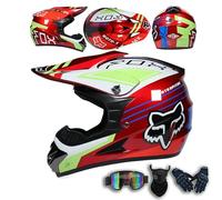 ATV Dirt Bike Motocross Helmet Kids Adults Off Road Street Crash Helmets Full Face Motorcycle Helmets for MTB BMX MX Enduro Quad With Goggles Gloves Mask, Lightweight Ventilated,Color D-L(57~58cm)