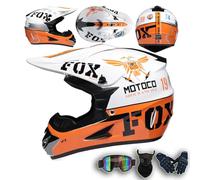 ATV Dirt Bike Motocross Helmet Kids Adults Off Road Street Crash Helmets Full Face Motorcycle Helmets for MTB BMX MX Enduro Quad With Goggles Gloves Mask, Lightweight Ventilated,Color C-S(53~54cm)