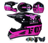 ATV Dirt Bike Motocross Helmet Kids Adults Off Road Street Crash Helmets Full Face Motorcycle Helmets for MTB BMX MX Enduro Quad With Goggles Gloves Mask, Lightweight Ventilated,Color E-M(55~56cm)