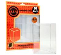 ATV Store 4" Premium Pop Protectors - 0.45mm Thick Vinyl Display Cases with Grooved Edges - Pack of 10 Easy Peel Film - Stackable Clear Box Covers for Collectibles