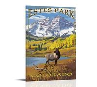 ATVIOR Estes Park Colorado Retro Travel Posters Canvas Aesthetic Wall Art Modern Home Decor for Bedroom Living Room 24x36inch(60x90cm) Frame-style