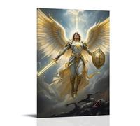 ATVIOR Saint Michael The Archangel Religious Art Posters Canvas Aesthetic Wall Art Modern Home Decor for Bedroom Living Room 16x24inch(40x60cm) Frame-style