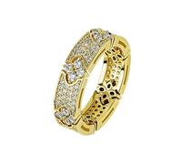 ATVIOT Micro Inlaid Starry Sky Zircon Ring - Multi Segment Broadband Clover Personalized Women's Ring, Size 8-11, Silver Gold Rose Gold(Gold,1.9cm)