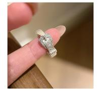 ATVIOT S925 Pure Silver Small Belt Brushed Diamond Inlaid Ring, Niche, Light Luxury Design, Fashionable And Belt Shape Ring(1.73cm)