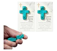 ATVIOT Turquoise Pocket Cross - Handheld Prayer Cross For Stress Relief & Peace, Meaningful Faith Gift For Family & Close Friends(2pcs)