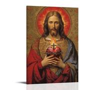 ATVIOX Medieval Christian Jesus Posters Canvas Print Aesthetic Wall Art Modern Home Decor for Bedroom Living Room 24x36inch(60x90cm) Frame-style