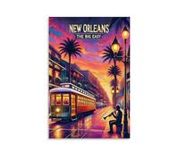 ATVIOX New Orleans Retro Travel Posters Canvas Print Aesthetic Wall Art Modern Home Decor for Bedroom Living Room 24x36inch(60x90cm) Unframe-style