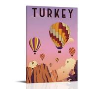ATVIOX Turkey Hot Air Balloon Retro Travel Posters Canvas Print Aesthetic Wall Art Modern Home Decor for Bedroom Living Room 12x18inch(30x45cm) Frame-style