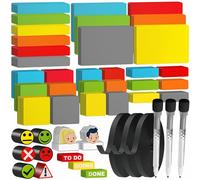 ATWAM 741 Writeable Magnets & Accessories Mega Set - Magnetic Labels - 6 Colors - Scrum & Kanban - Magnetic Notes - Whiteboard Strips for Magnetic Board, Magnetic Wall & Fridge