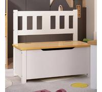 atwater wooden children storage bench in white and beige