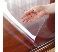 Atwnjkp Clear PVC Table Protector Cover, 1.5mm Thick Hard Surface Desk Cover, Waterproof & Wipeable Transparent Plastic Table Cover for Dining Tables, Desks & Furniture, 19.69x35.43in/50x90cm