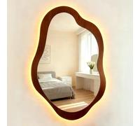 Atwnjkp Cloud-Shaped LED Bathroom Mirror Vintage Framed Three-Colour Dimmable Makeup Mirror | Anti-Fog Wall-Mounted Illuminated Vanity Mirror for Bathroom Decor ((60x90cm/23.6x35.4in)