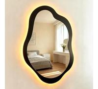 Atwnjkp Cloud-Shaped Vintage Framed LED Bathroom Mirror, 3-Colour Dimmable Illuminated Vanity Makeup Mirror | Wall-Mounted Decorative Lighting Mirror for Bathroom ((50x80cm/19.7x31.5in)