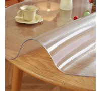 Atwnjkp Frosted PVC Round Table Protector 35.43in/90cm 2mm Thick,Non-Slip Vinyl Desk Mat Waterproof & Heat Resistant - for Dining Table,Office Desk,Craft Station - Stainproof,Easy Clean