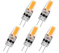 Atwnjkp G4 LED Bulbs Warm White 3W,AC/DC 12V-24V 3000K 2-Pin Capsule Lamp Bulb,Equivalent 30W G4 Halogen Light Bulbs,Dimmable,No Flickering 360° Beam Angle for Home Lighting Decor 5-Pack