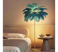 Atwnjkp Ostrich Feather Lamp Feather Floor Lamps,62“ Simple Modern Blue Feather Bedroom Standing Lamp,3 Colors Led Bulb,Decorative Lamp for Living Room Bedroom Office Nursery Hotel Girl Room