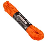 Atwood Rope MFG 275 Tactical Paracord 100 Feet 4-Strand Core Nylon Parachute Cord Outside Survival Gear Made in USA | Lanyards, Bracelets, Handle Wraps, Keychain (Neon Orange)