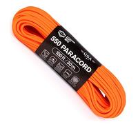 Atwood Rope MFG 550 Paracord 100 Feet 7-Strand Core Nylon Parachute Cord Outside Survival Gear Made in USA | Lanyards, Bracelets, Handle Wraps, Keychain (Neon Orange)